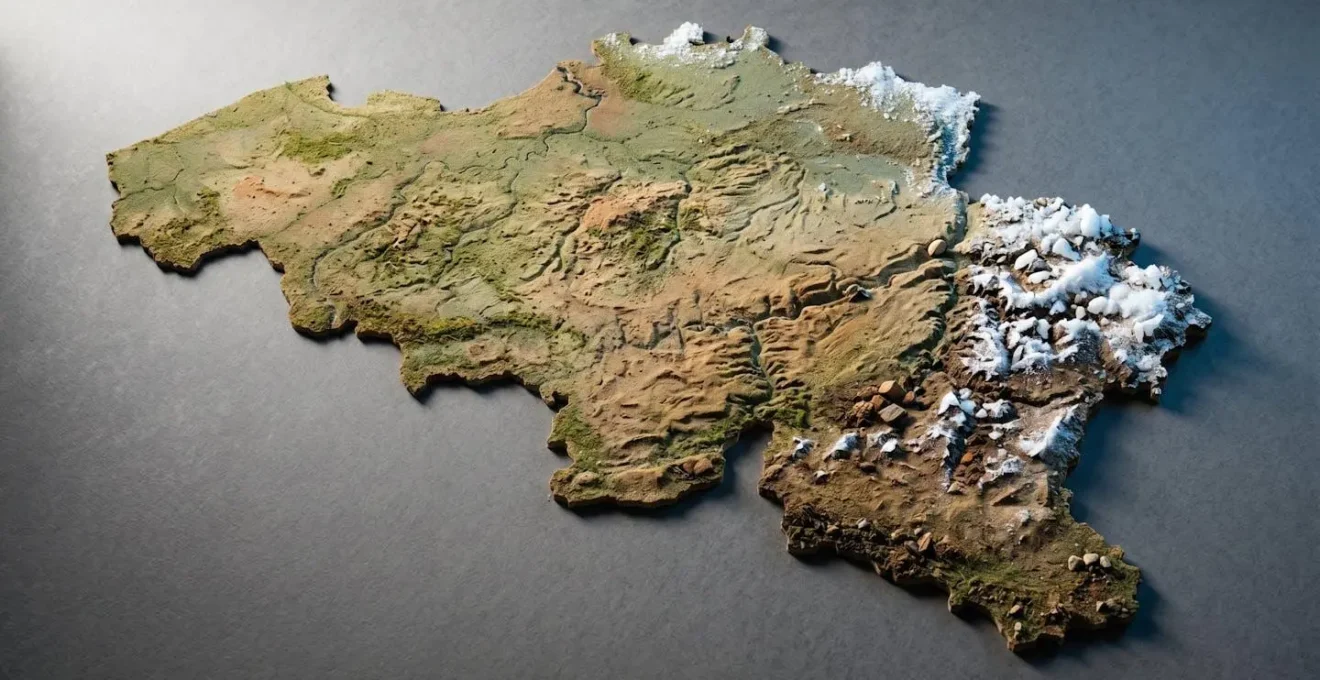 Carte de Belgique montrant les zones de gel et neige avec focus sur les Ardennes