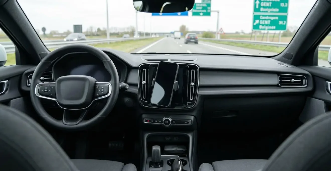 Configuration épurée d'un écran de tableau de bord automobile en mode conduite