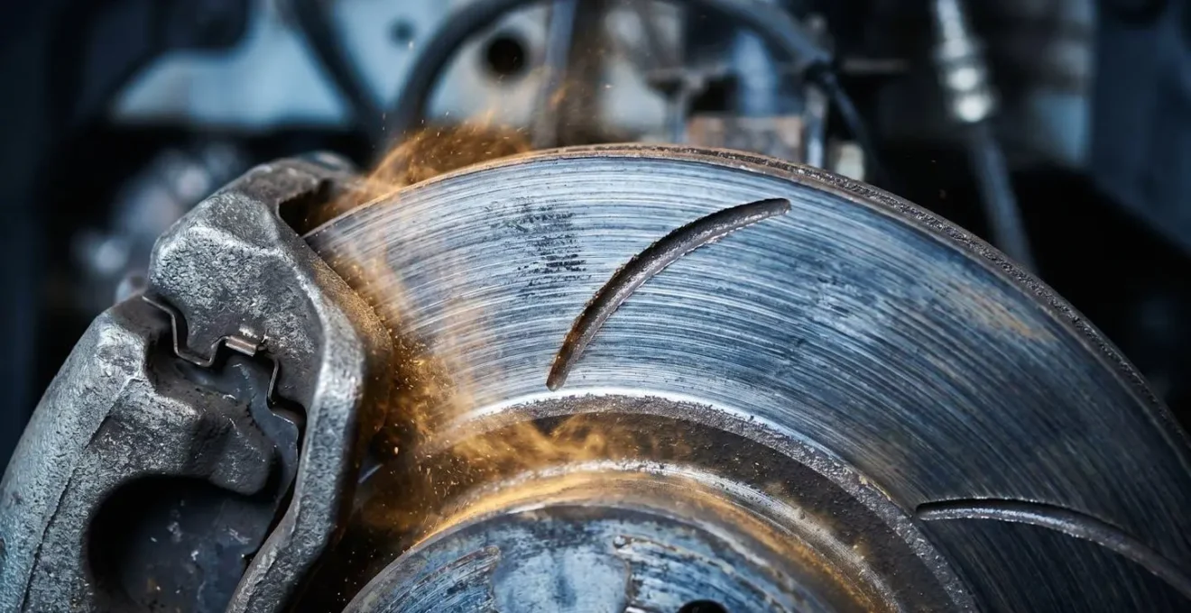 Vue détaillée d'un système de freinage régénératif avec disques et étriers haute performance